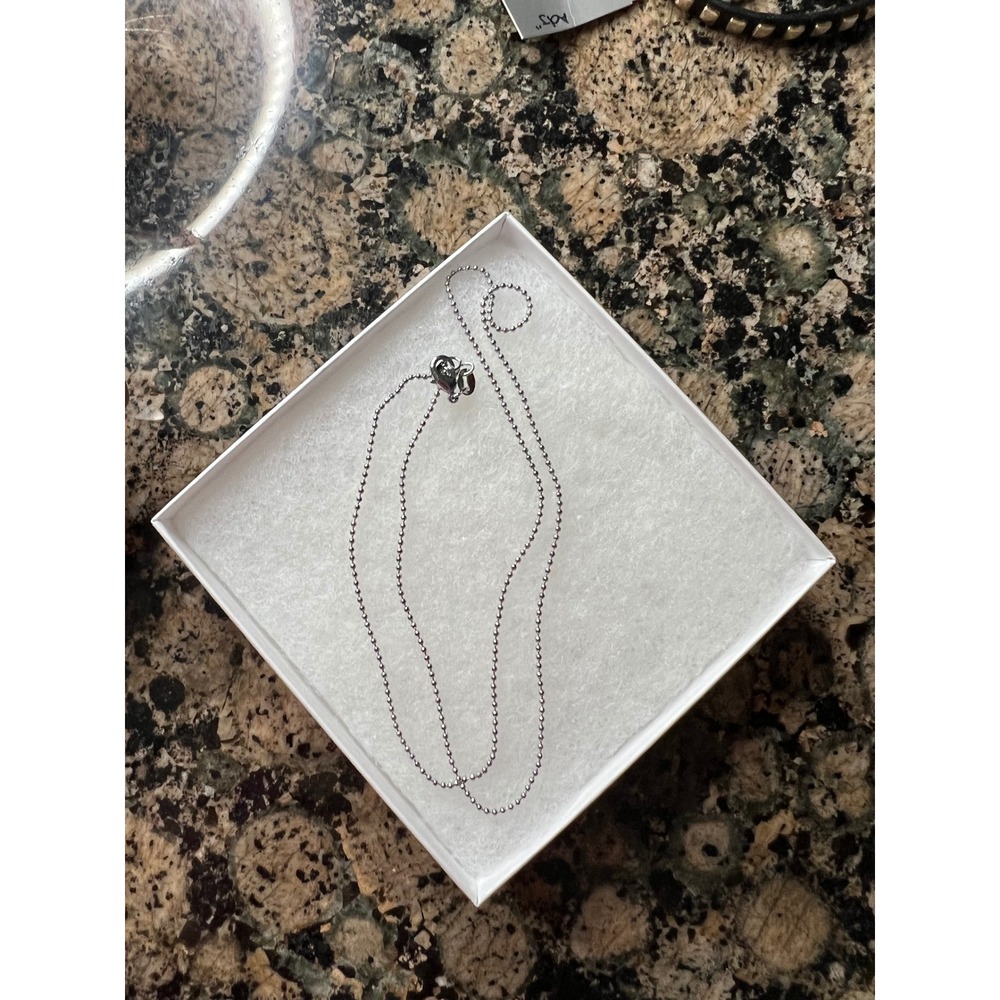 18k White Gold Ball Chain Necklace Bead Link Lobster Clasp High Polish